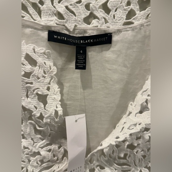 WHBM Laser Cut Cotton Blend Blouse NWT SZ 4 - Picture 7 of 8